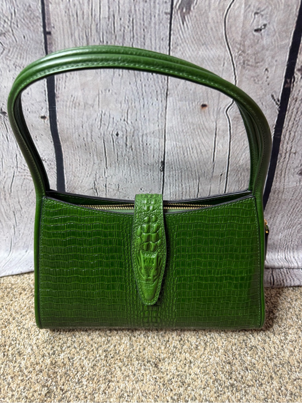 Pijushi Green Croc-Embossed Women's Shoulder Bag
